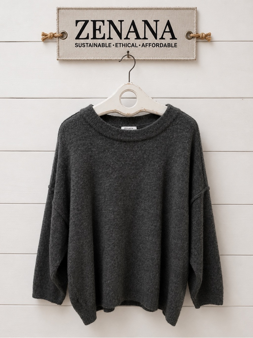 ZENANA Charcoal Gray Soft Knit Sweater β Size 2X